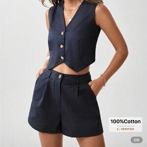 SHEIN Navy High Waist Women's Shorts